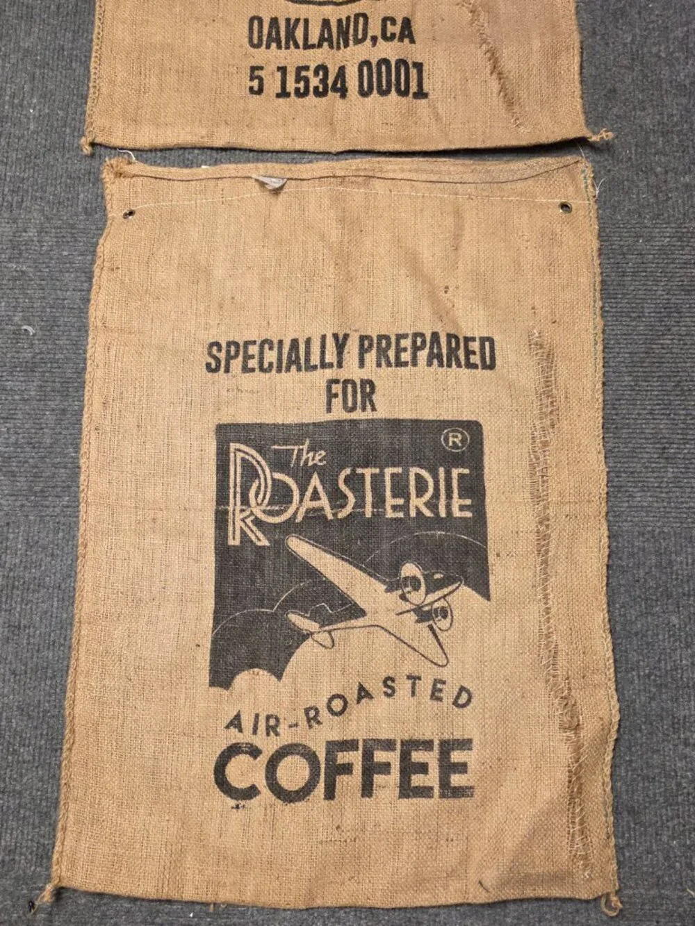 Home Decor - Coffee Brand Burlap Sacks - Lot of 2 - Size 40